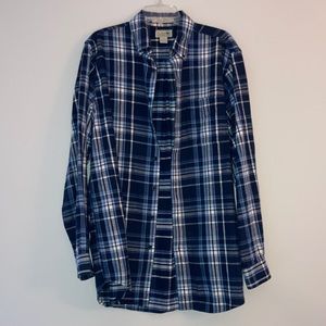 LL Bean blue plaid flannel shirt, size M/T